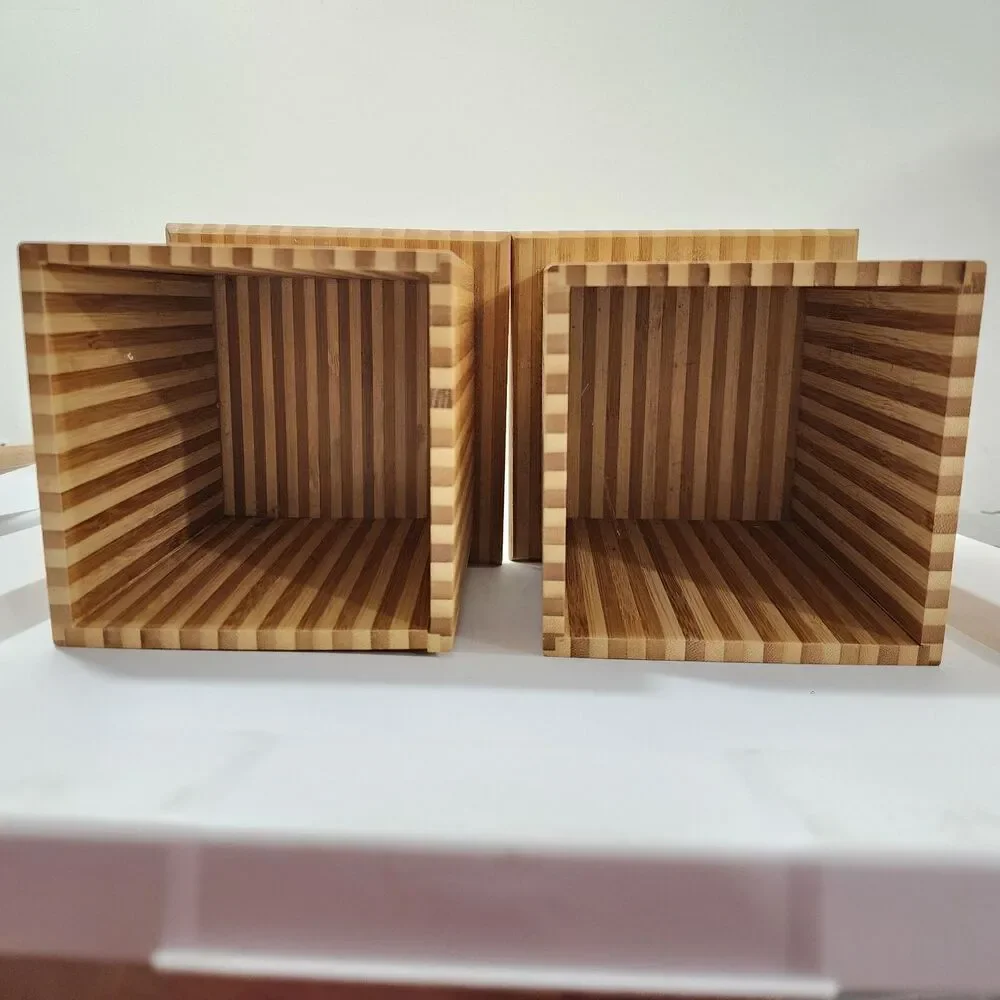 Vintage MCM Bamboo Fluted Column-style Decorative Boxes Kitchen Canisters Lid